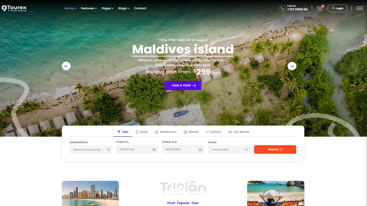 Tourex – Travel & Tour Booking